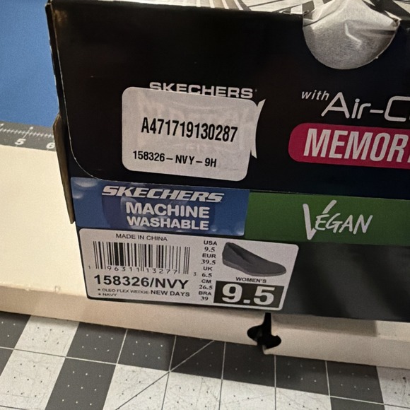 Skechers Cleo Flex-Wedge Shoes Women's 9.5 Navy Blue New Days Vegan - New - Picture 6 of 9
